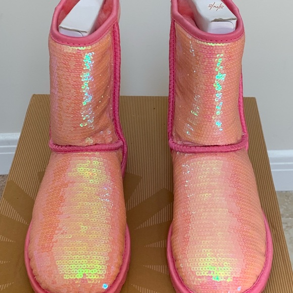 UGG SPARKLES SHORT BOOT PINK SIZE 5 - Picture 3 of 12